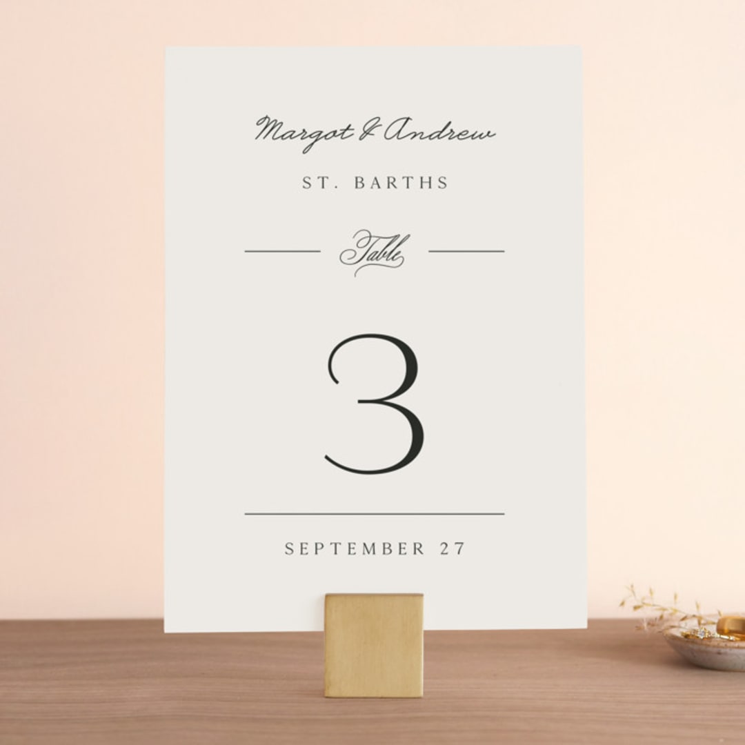 "Classic Monogram" - Table Numbers in Cream by Carolyn MacLaren - Front