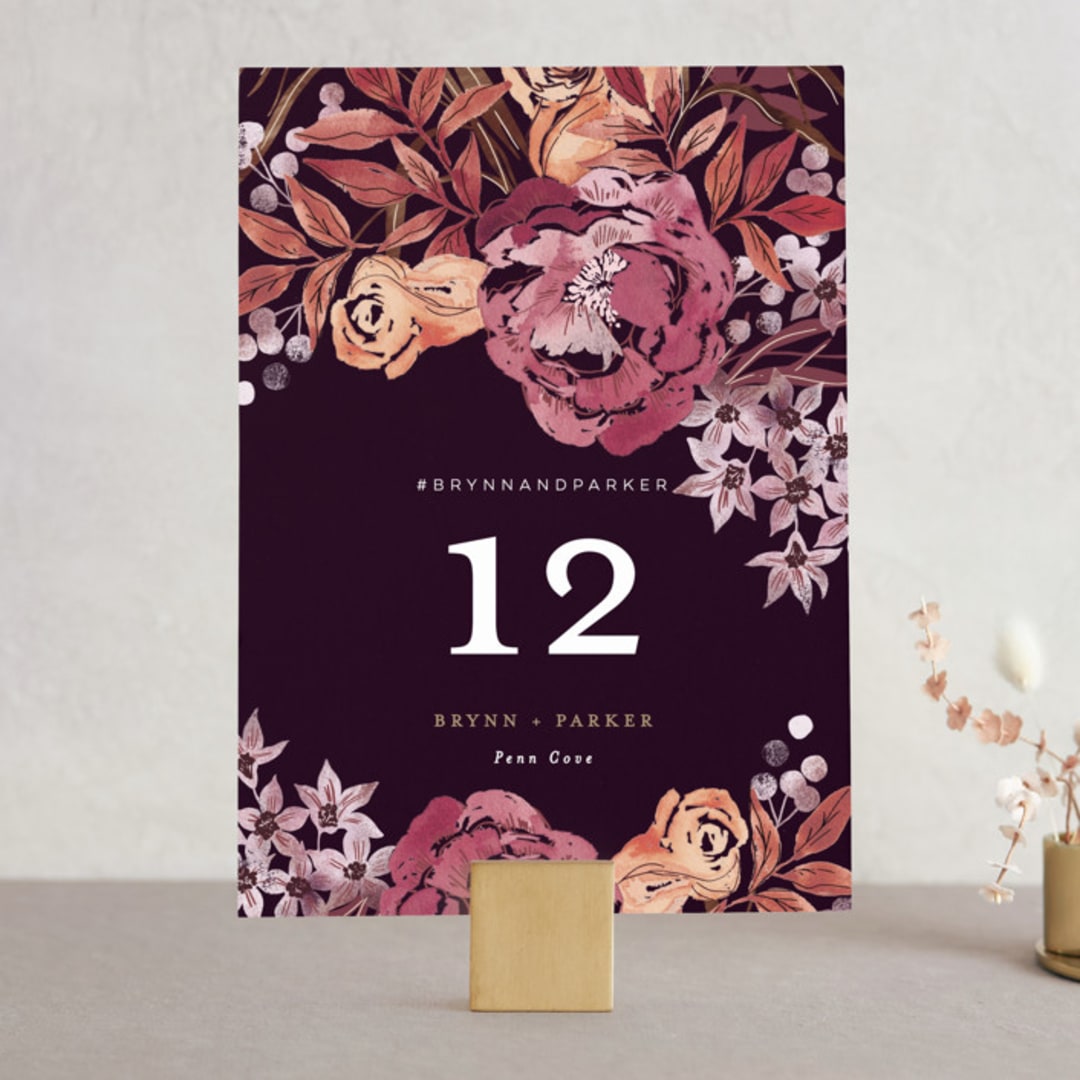 "Fall Floral" - Table Numbers in Mauve by Alethea and Ruth - Front