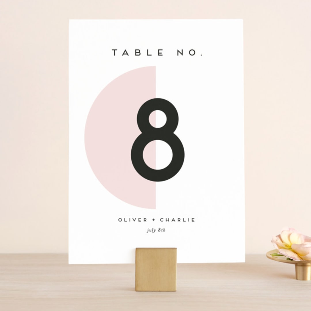 "Elementary" - Table Numbers in Dusty Rose by Katy Shen - Front