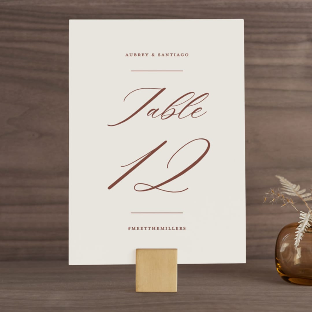 "Streamlined" - Table Numbers in Nutmeg by Nicole Barreto - Front
