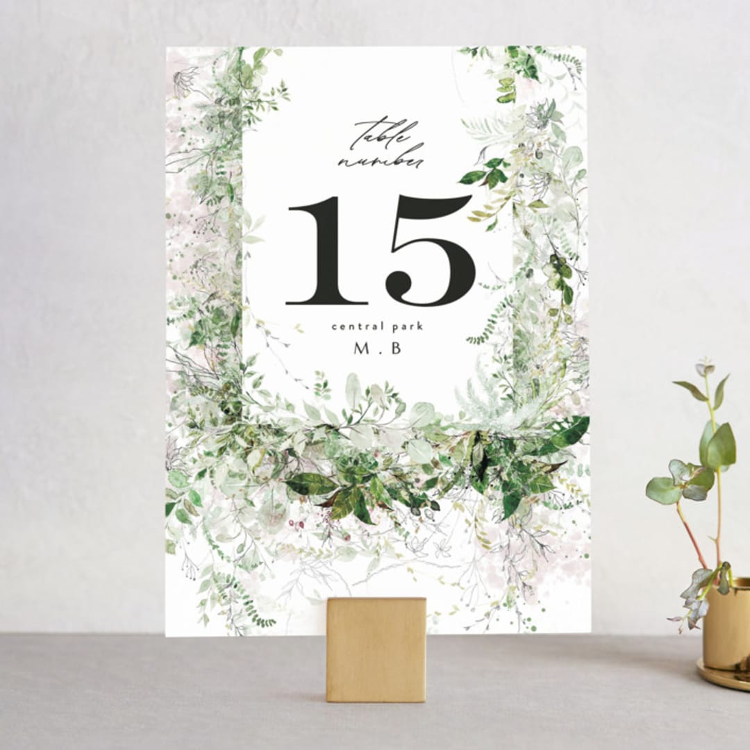 "Lush Greenery" - Table Numbers in Fresh Green by Phrosné Barwood - Front