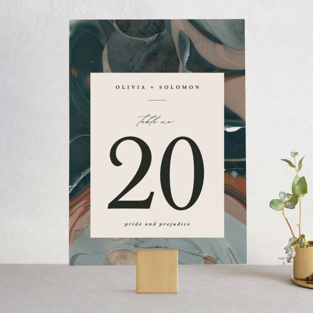 "Love Story" - Table Numbers in Turquoise by Kate Ahn - Front