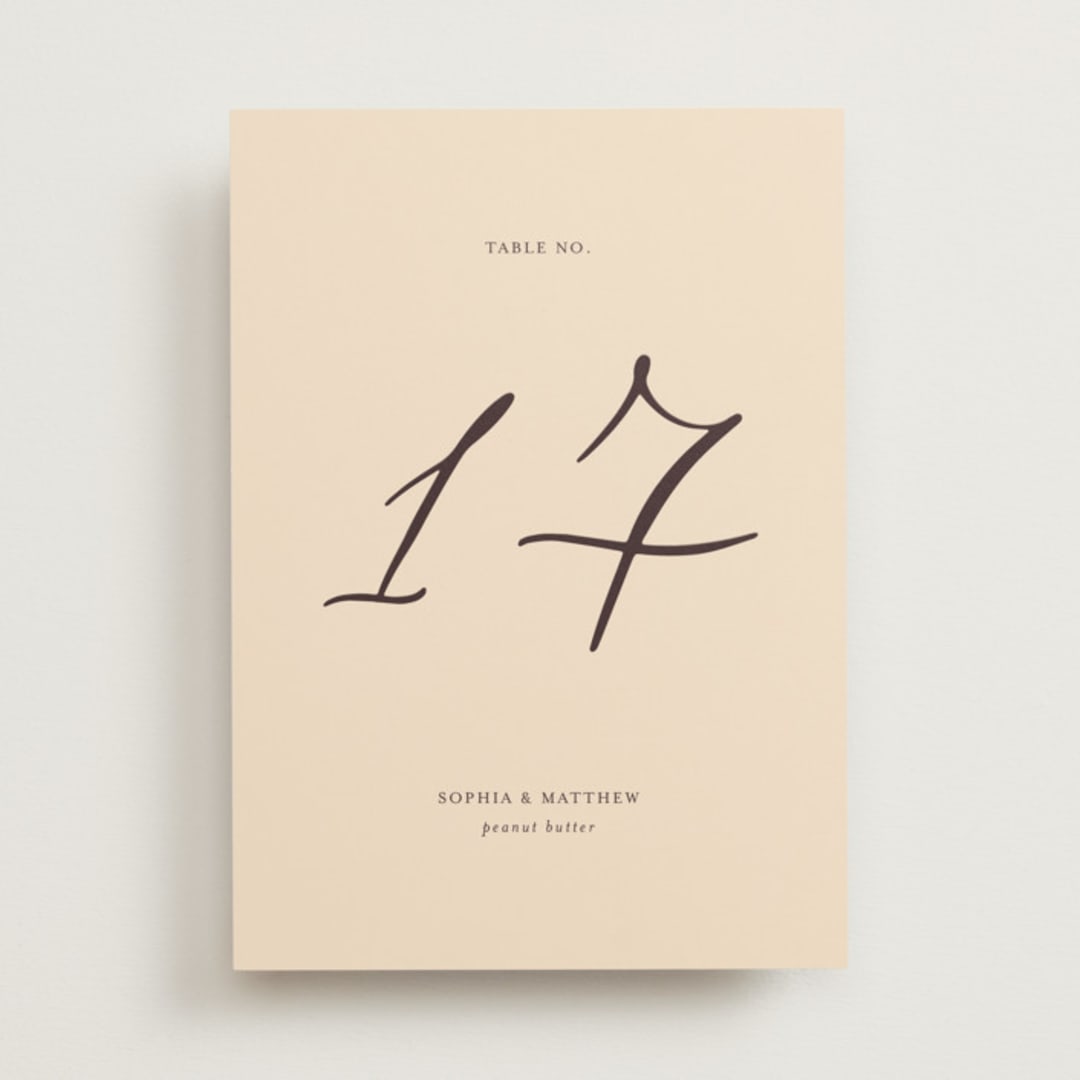 "un mariage photographique" - Table Numbers in Mocha by Benita Crandall - Front