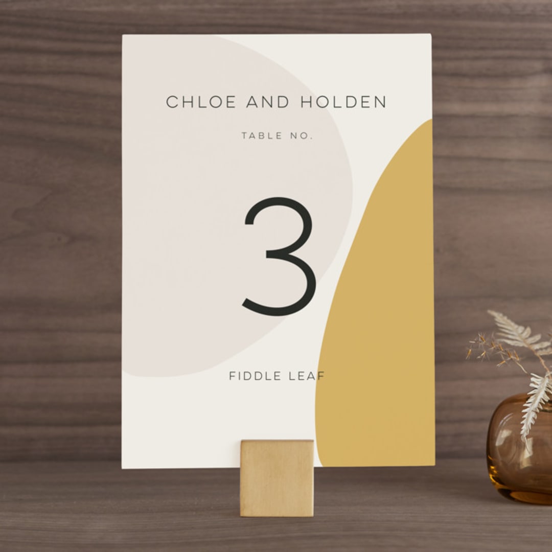"Organic shapes" - Table Numbers in Mustard by Morgan Kendall - Front
