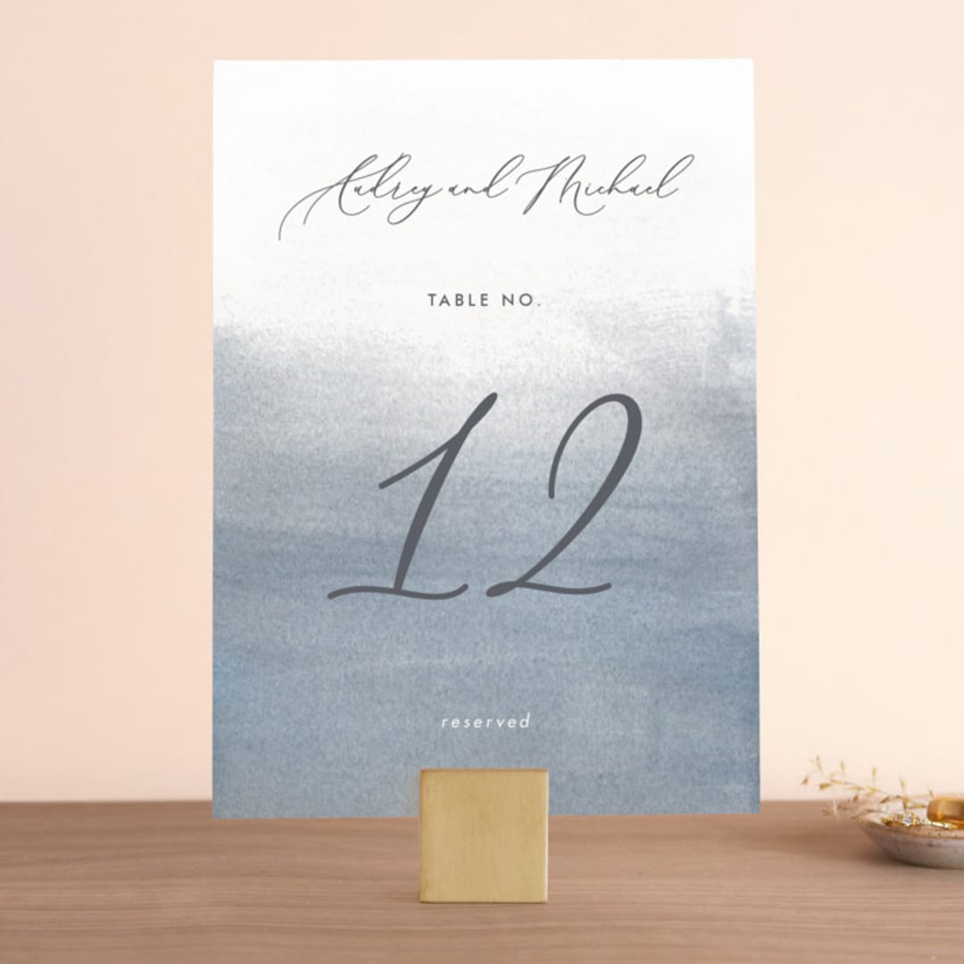 "Romantic Watercolor" - Table Numbers in Mist by Sparkvites - Front