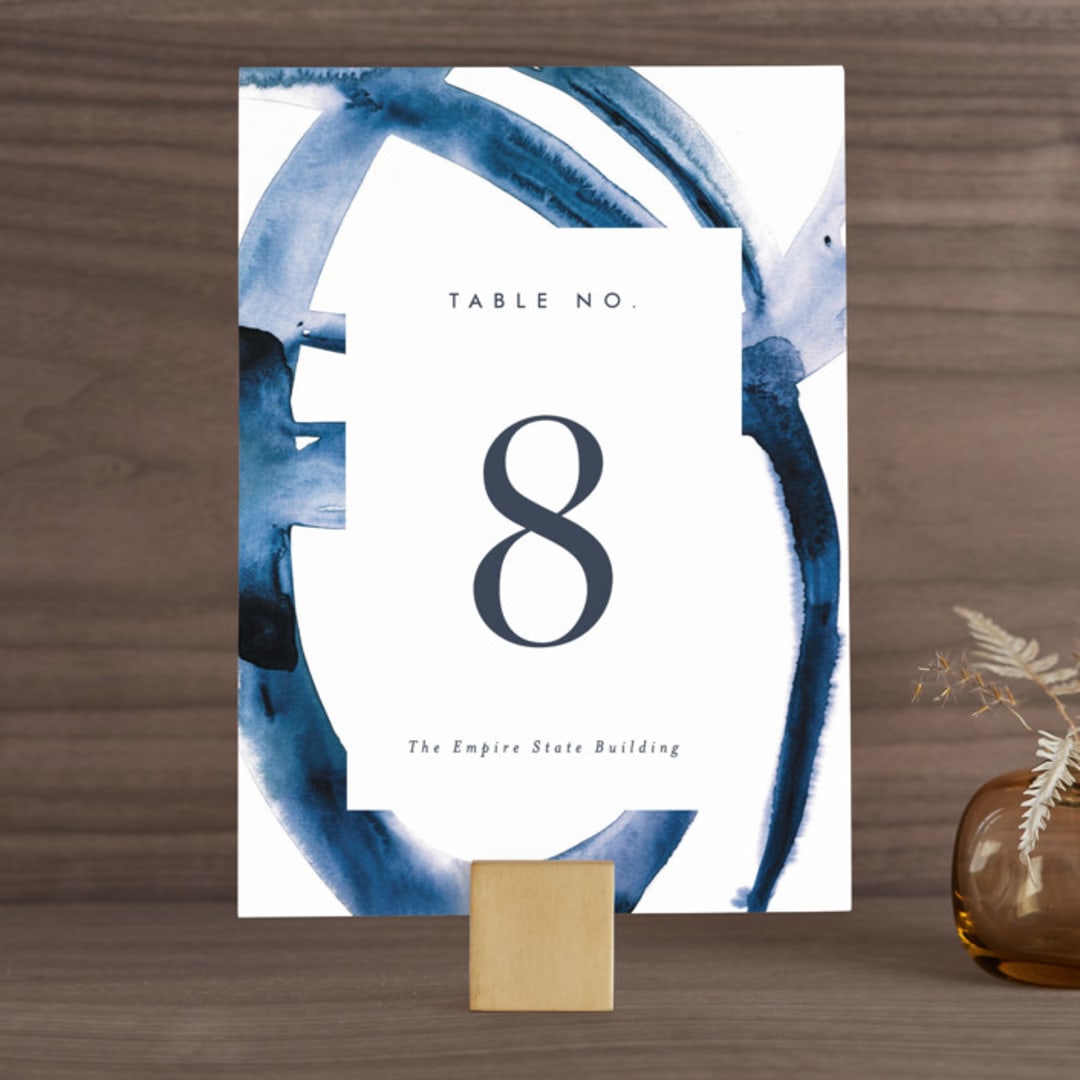 "Wedded Watercolor" - Table Numbers in Ocean by Mary Gaspar - Front