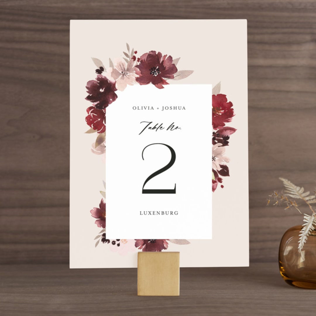 "Emyn" - Table Numbers in Burgundy by Itsy Belle Studio - Front