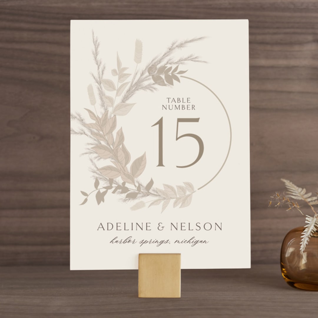 "Preserved Fall Botanicals" - Table Numbers in Linen by Erin Deegan - Front