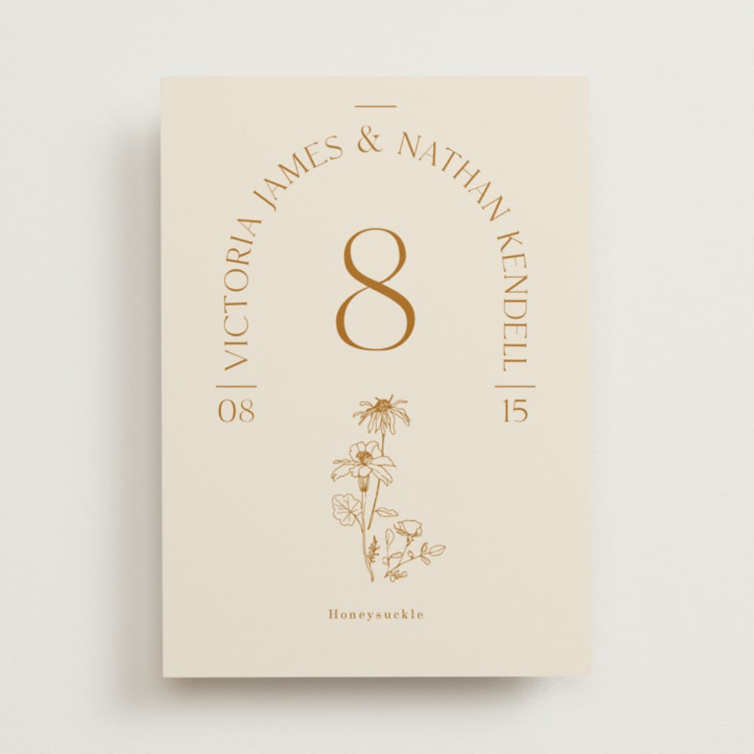 "Floral Type Arch" - Table Numbers in Cream by Baumbirdy - Front