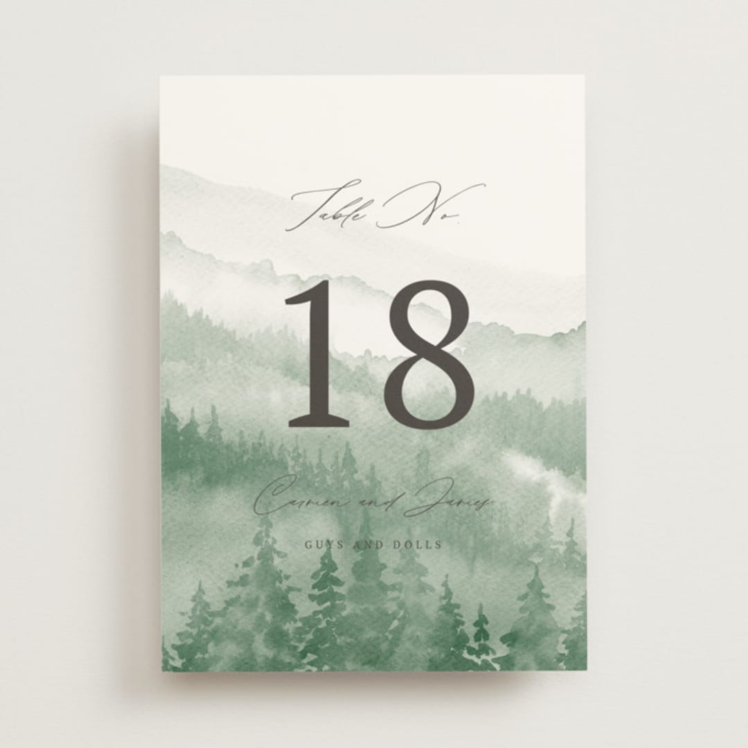 "Over the mountains" - Table Numbers in Fern by Helen Halik - Front