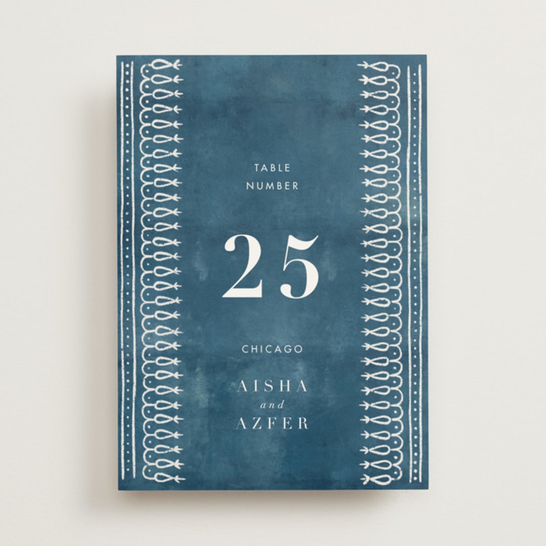 "Kantha Quilt" - Table Numbers in Indigo by Nazia Hyder - Front
