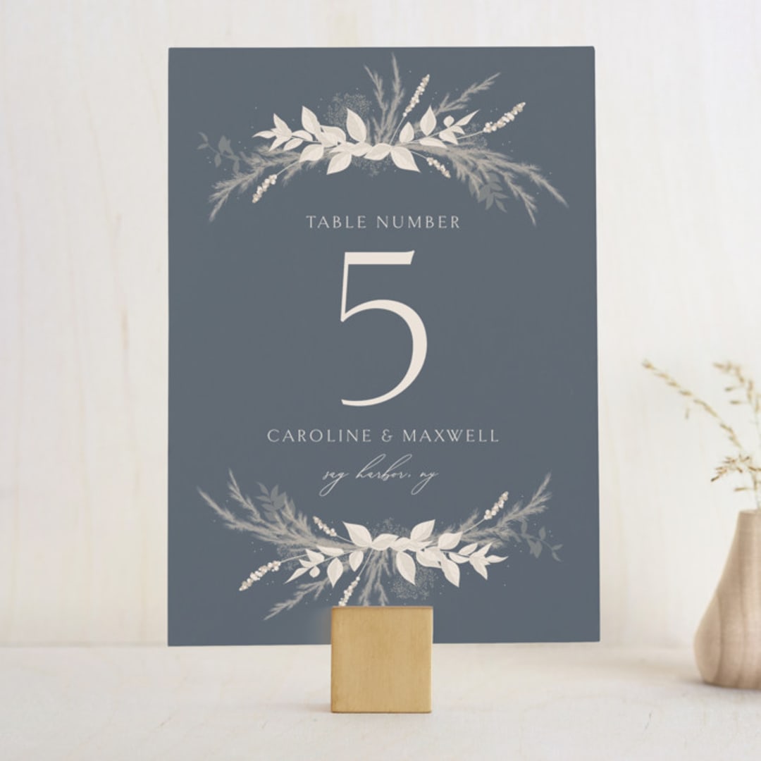 "Winter White Botanicals" - Table Numbers in Slate by Erin Deegan - Front