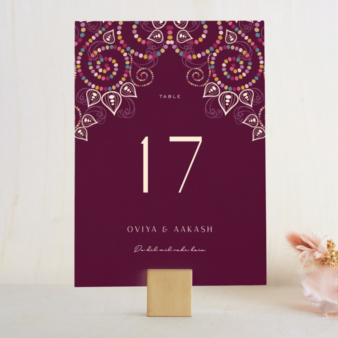 "Henna" - Table Numbers in Mixed Berry by fatfatin - Front