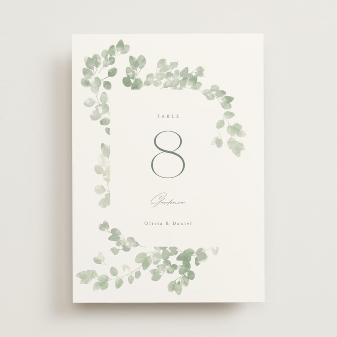 "Vining" - Table Numbers in Eucalyptus by Kristie Kern - Front