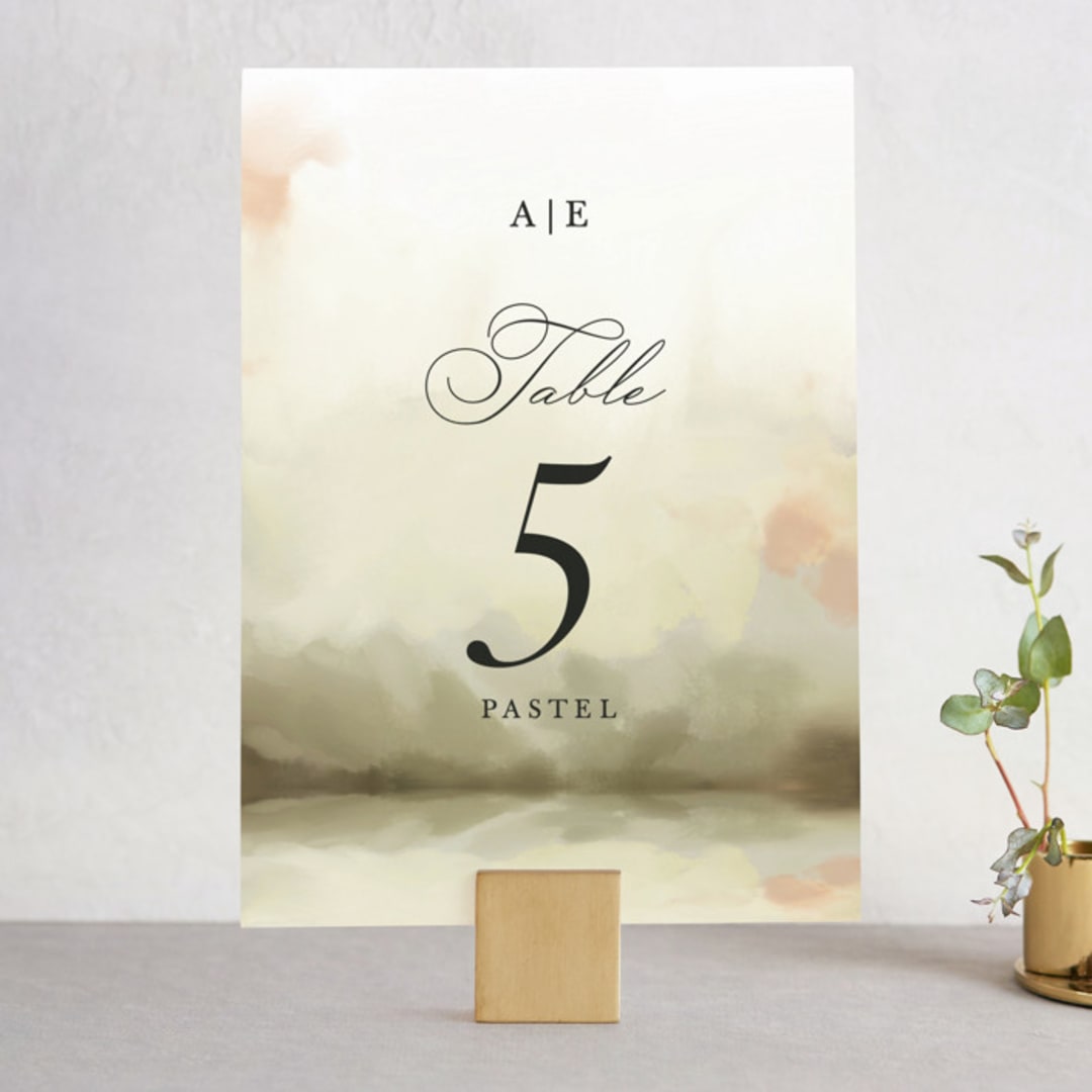 "Pastel Sky" - Table Numbers in Moss by Hannah Williams - Front