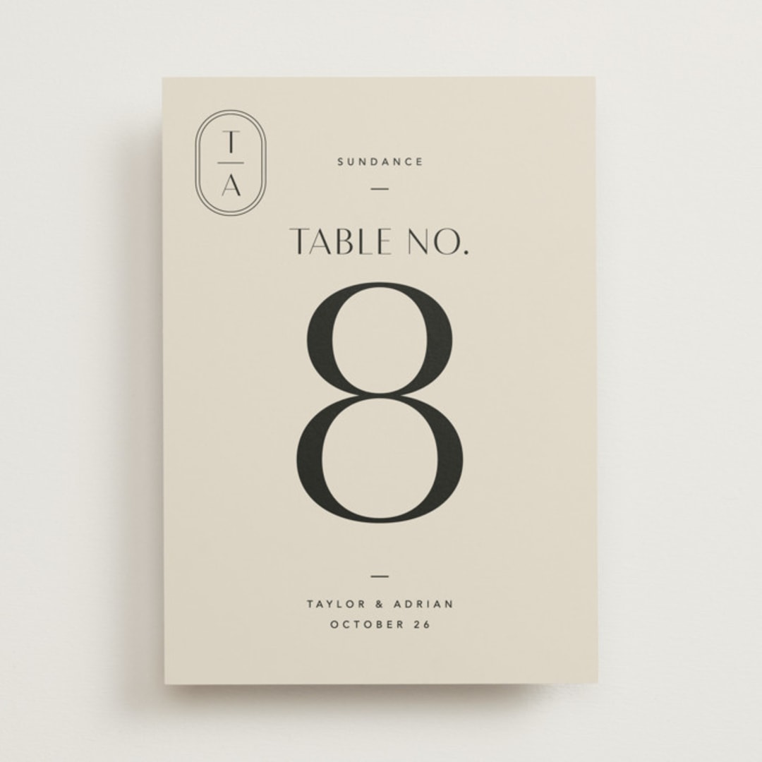 "Amara" - Table Numbers in Sand by Robert and Stella - Front