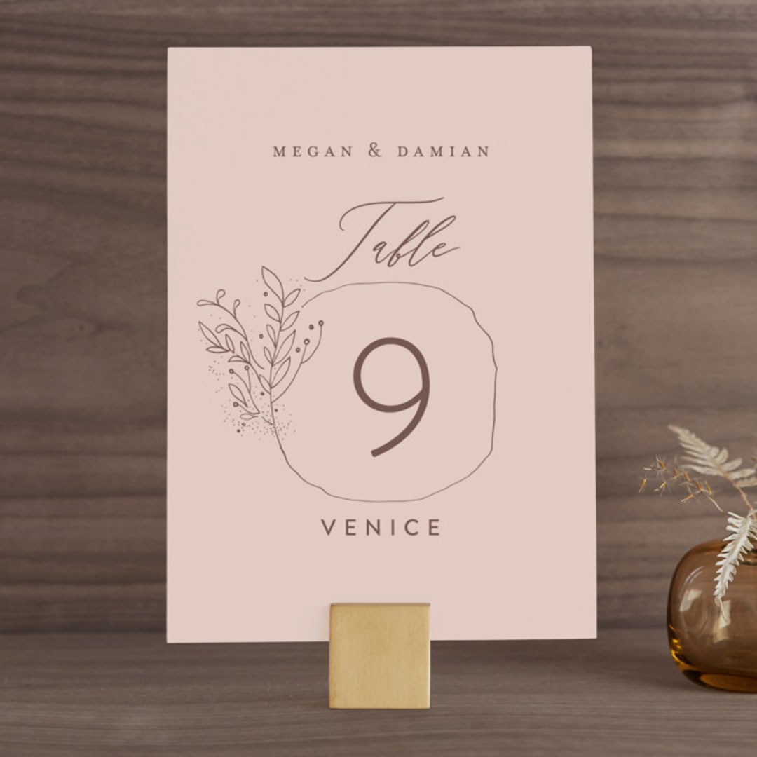 "Delicate monogram" - Table Numbers in Blush by Lucrecia Caporale - Front