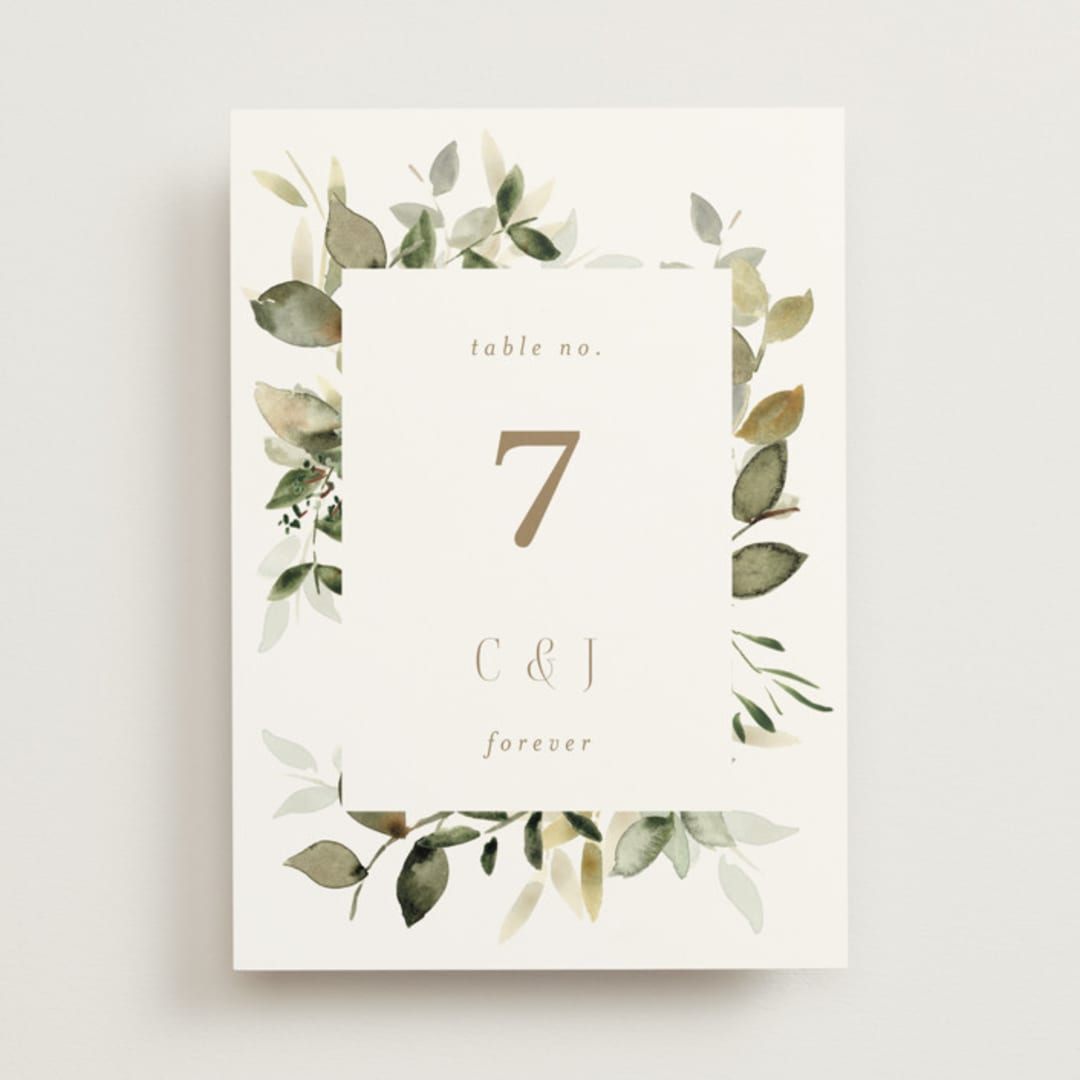 "Lovely" - Table Numbers in Moss by Petra Kern - Front