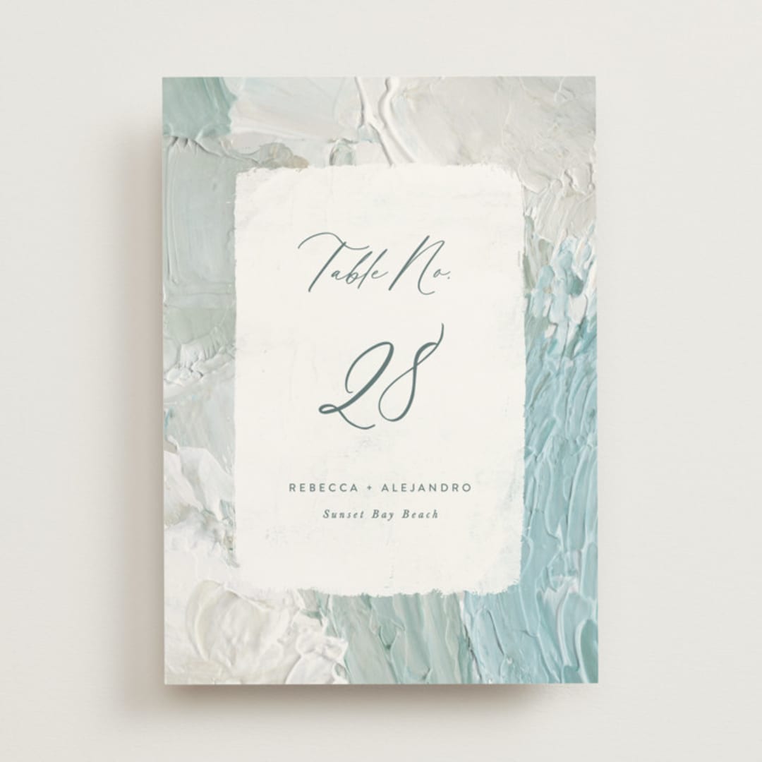 "Tidal Wave" - Table Numbers in Aqua by Hooray Creative - Front