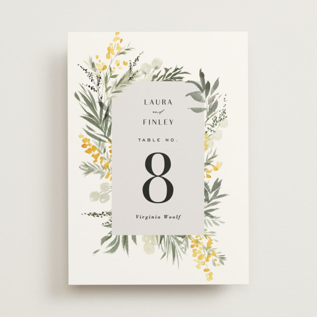 "mimosa" - Table Numbers in Dandelion by Everett Paper Goods - Front