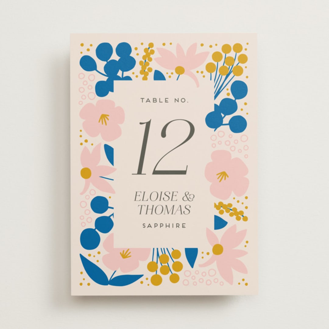 "Blossoms Abound" - Table Numbers in Cobalt by Genna Blackburn - Front