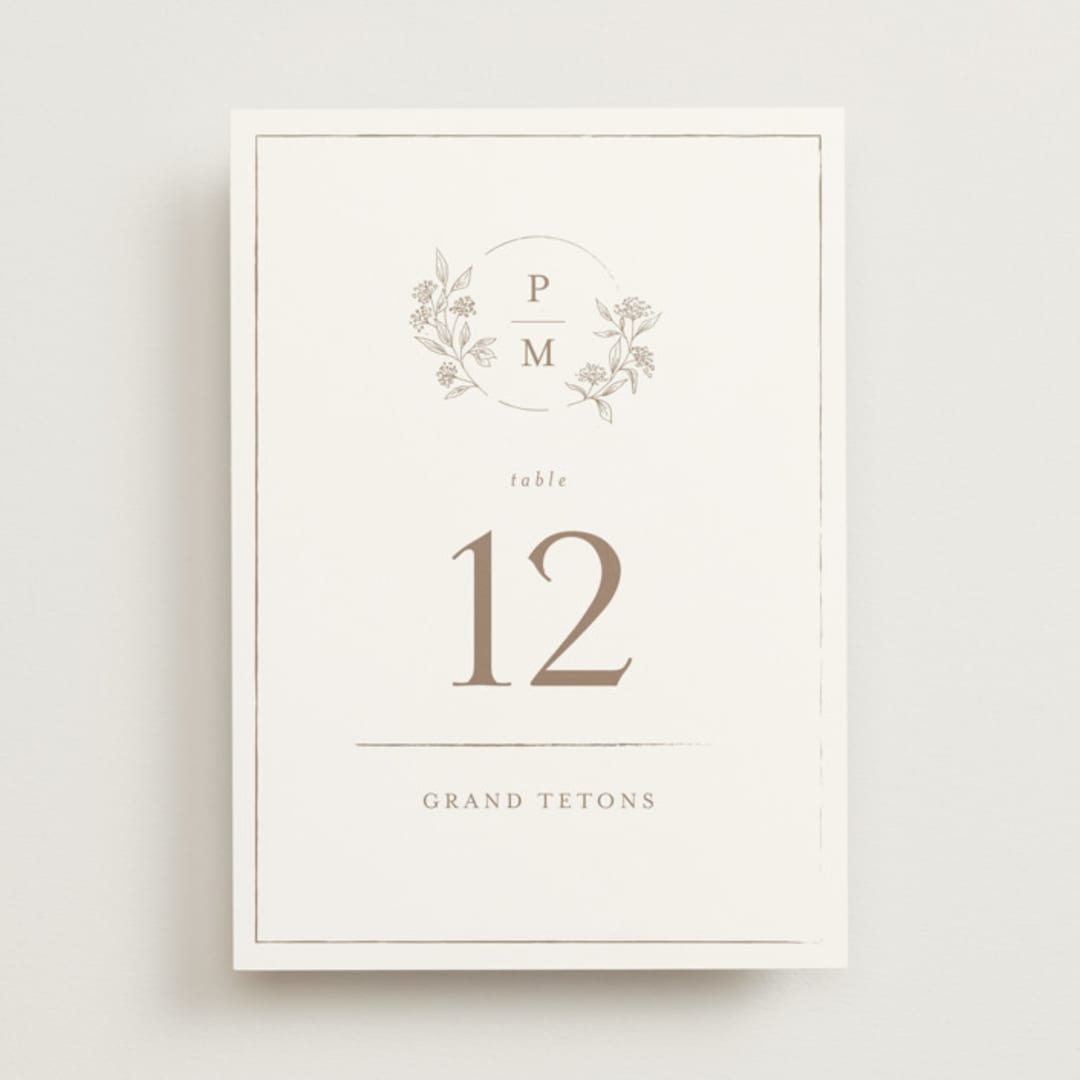 "Monogrammed" - Table Numbers in Taupe by Chris Griffith - Front