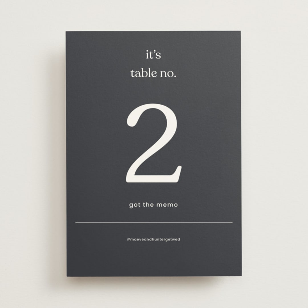 "Memo" - Table Numbers in Charcoal by Blustery August - Front