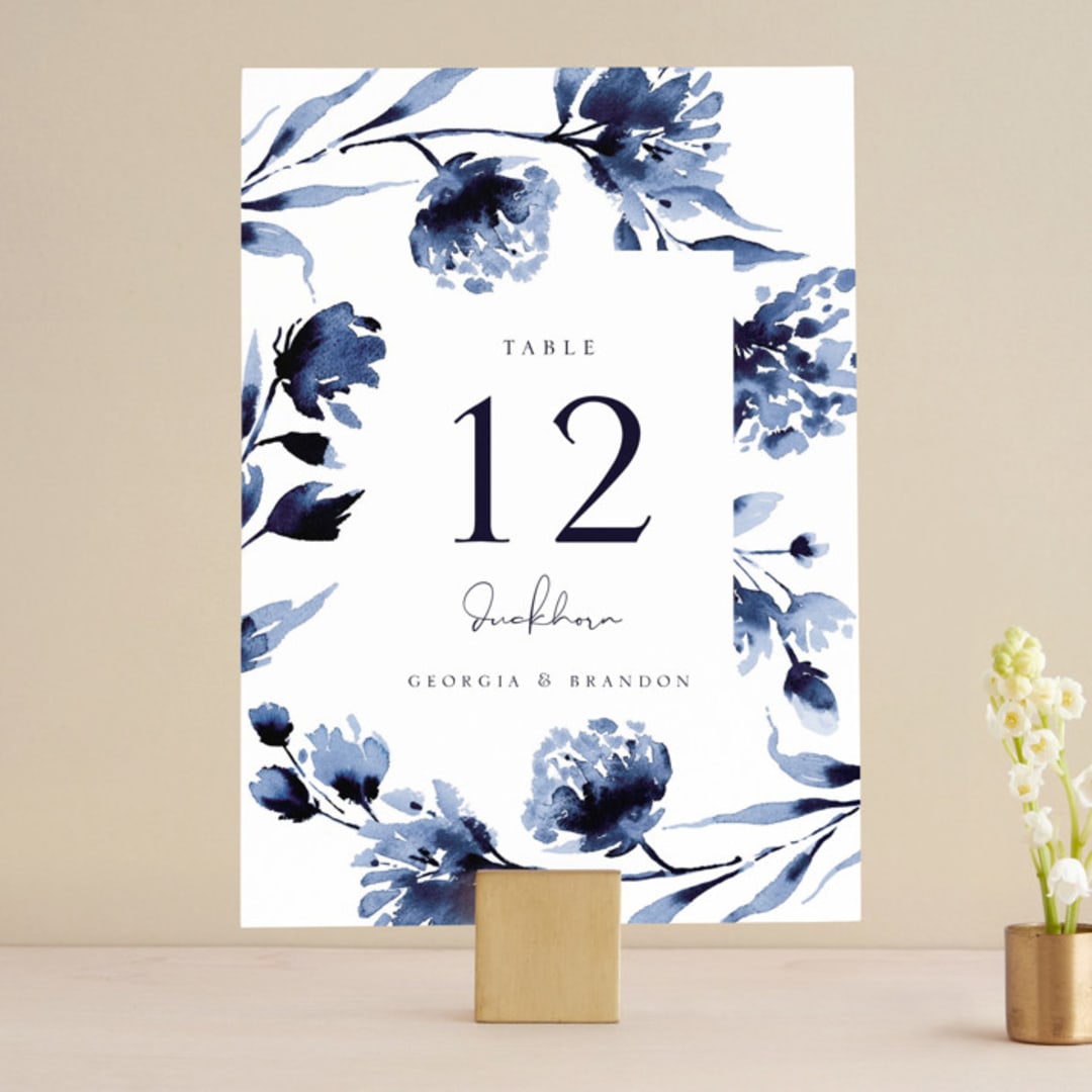"A Wedding Watercolor" - Table Numbers in Cornflower by Chris Griffith - Front