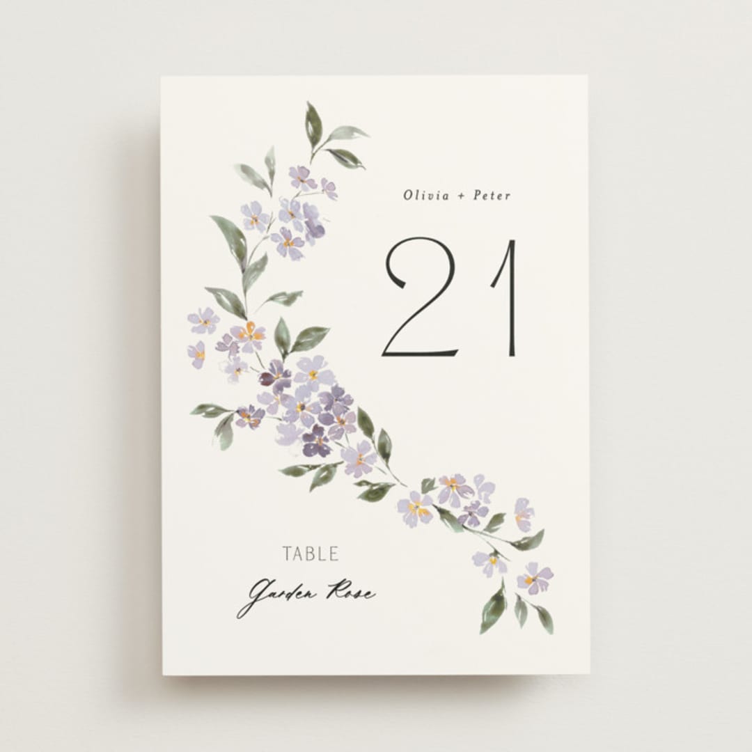 "Sweeping Vine" - Table Numbers in Periwinkle by Itsy Belle Studio - Front