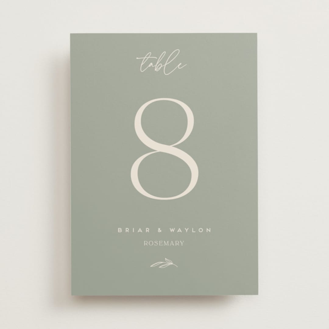"Soft Arch" - Table Numbers in Sage by Erica Krystek - Front