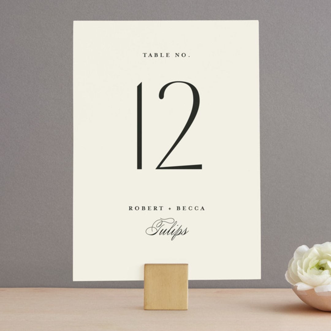 "Elegant Type" - Table Numbers in Cream by Louise Kay - Front
