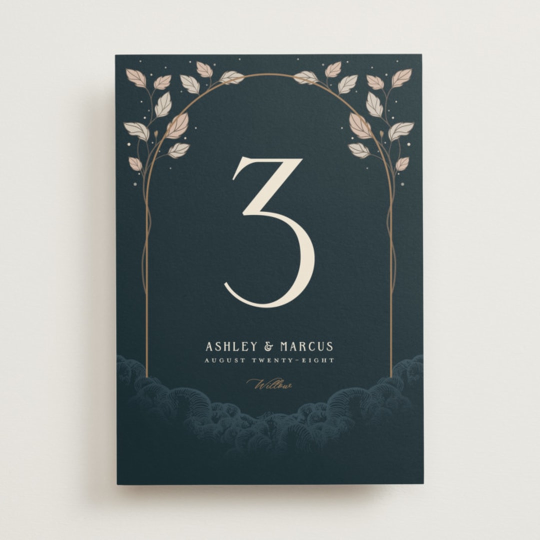 "Deco Garden" - Table Numbers in Dusk by GeekInk Design - Front