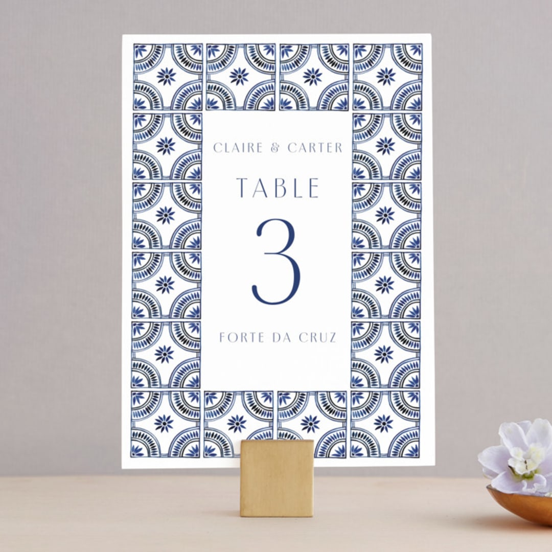 "watercolor tile" - Table Numbers in Cobalt by Katharine Watson - Front