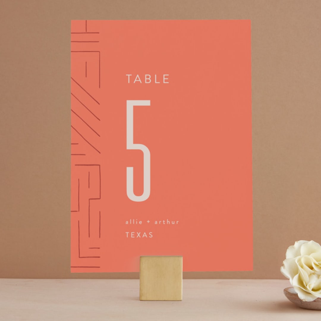 "Lines" - Table Numbers in Melon by JeAnna Casper - Front