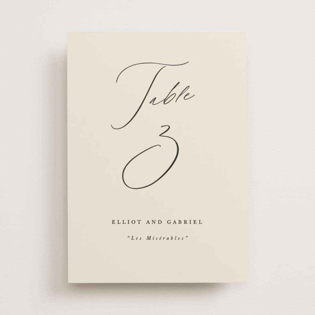 "Scripted Names" - Table Numbers in Ecru by Hooray Creative - Front