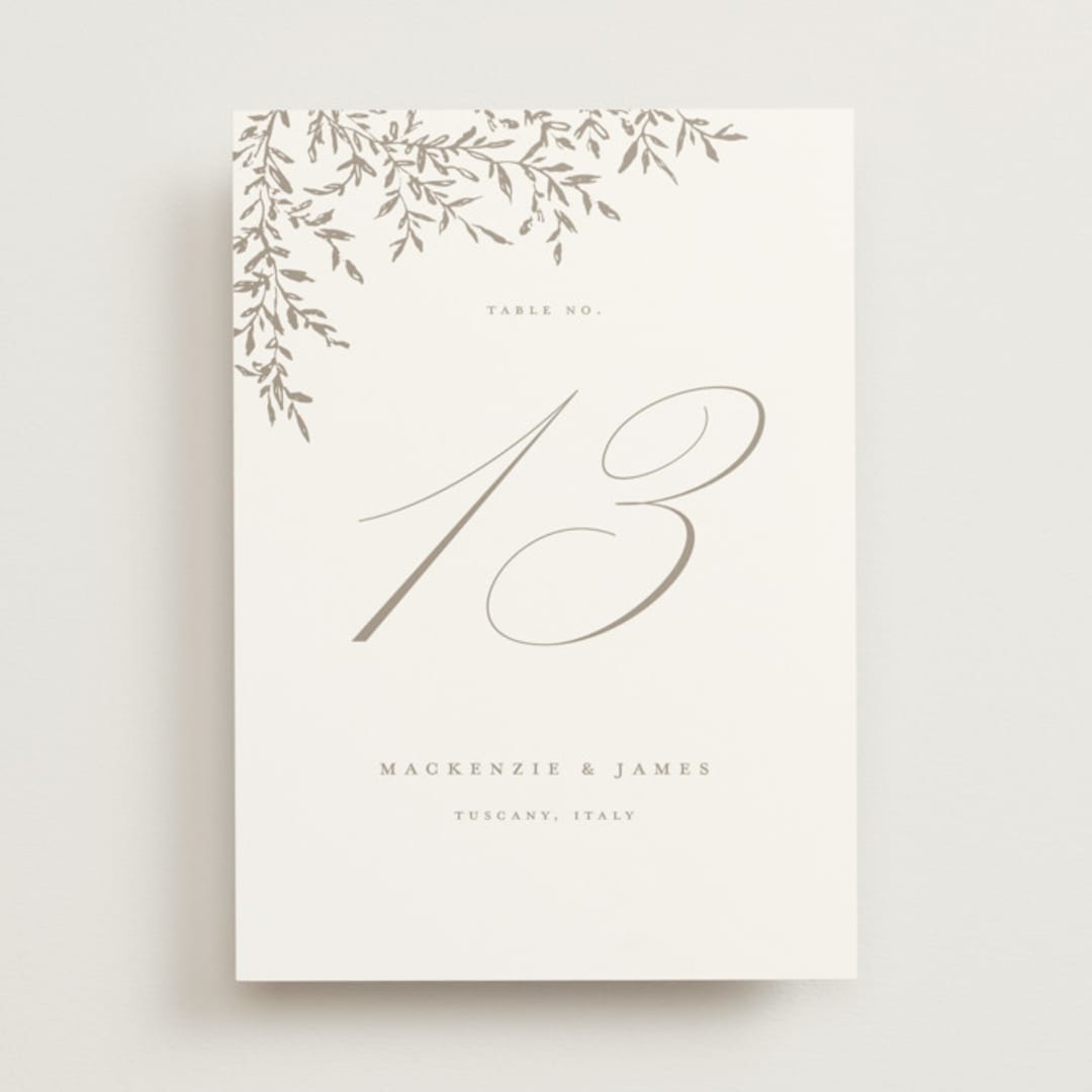 "Romantic Wreath" - Table Numbers in Chantilly by Wildfield Paper Co - Front