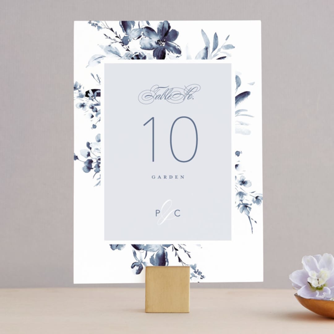 "Love Story" - Table Numbers in Indigo by Leah Bisch - Front