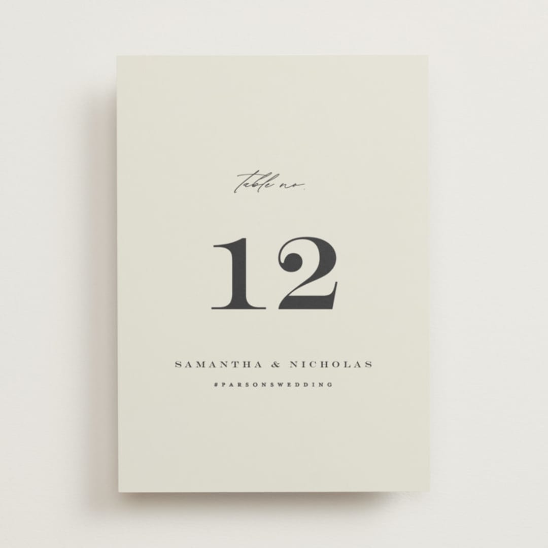 "Softly Swept" - Table Numbers in Ivory by Carolyn Nicks - Front