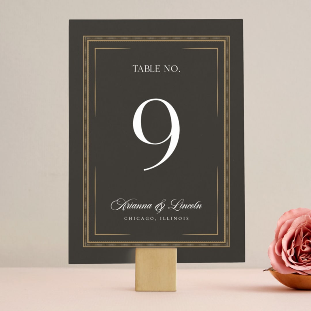 "Arabesque" - Table Numbers in Obsidian by Robert and Stella - Front