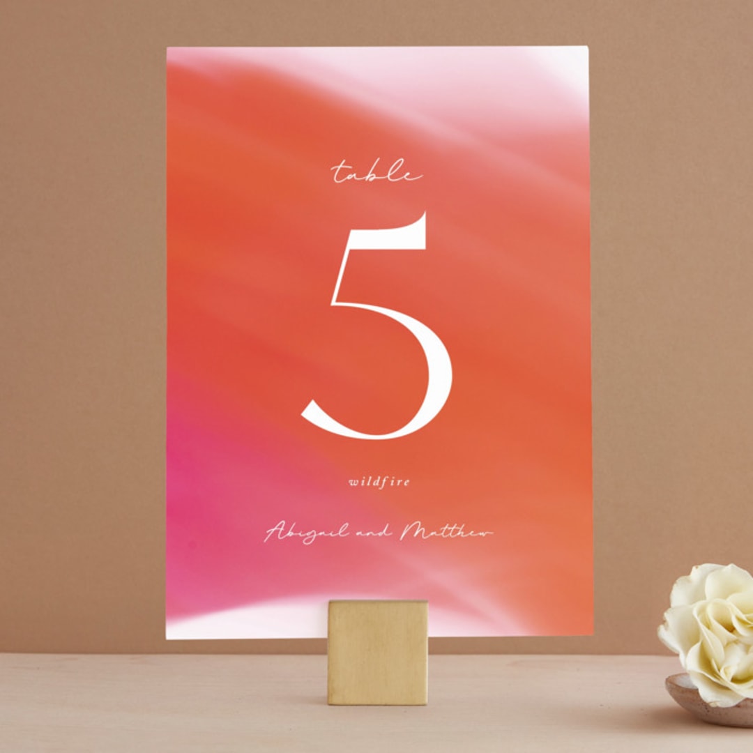 "Flamenco" - Table Numbers in Hibiscus by Catherine Culvenor - Front