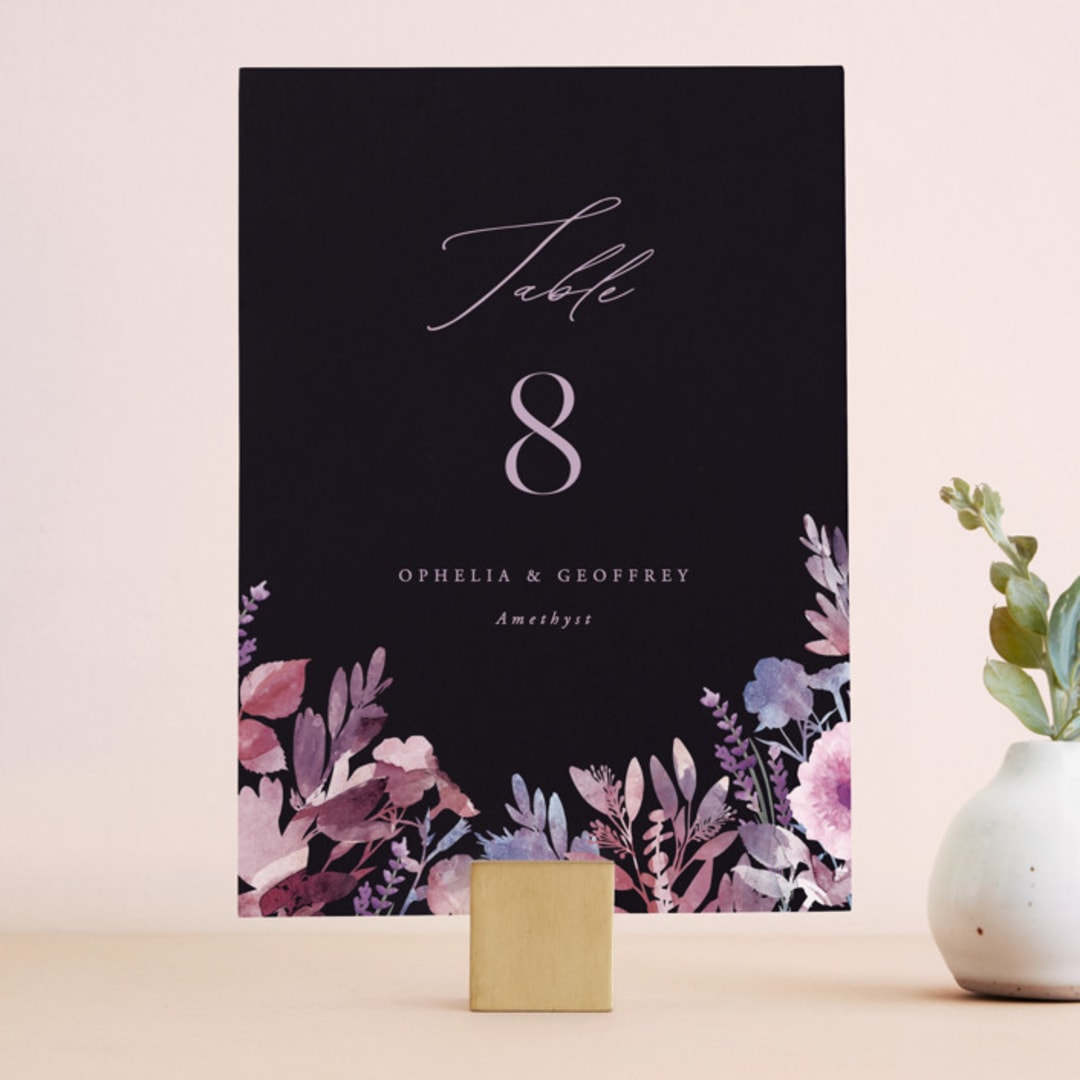 "Romantic Florals" - Table Numbers in Violet by Hooray Creative - Front