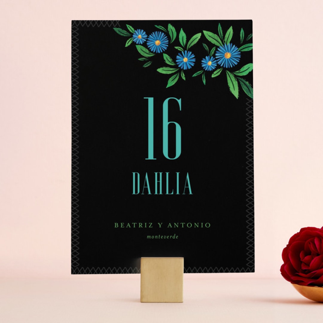 "Embroidery" - Table Numbers in Noche by Jackie Crawford - Front