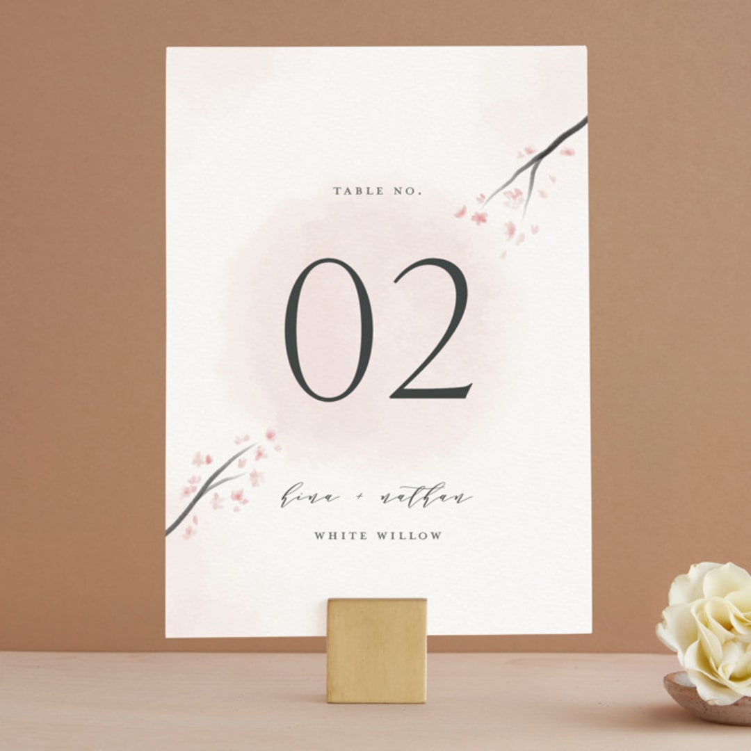 "Cherry Blossoms" - Table Numbers in Cherry Blossom by Stephanie Hawkes - Front
