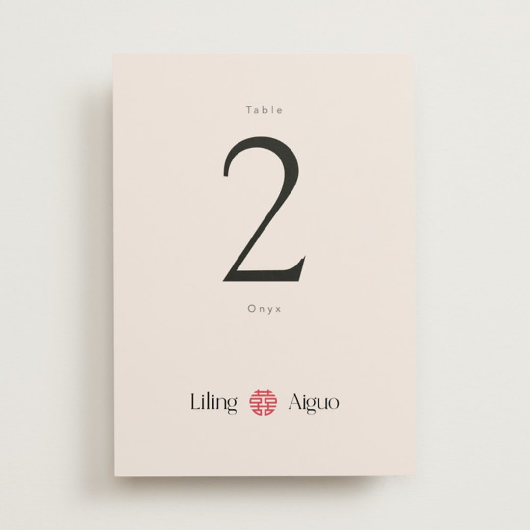 "Happy in Love" - Table Numbers in Cream by Inkblot Design - Front