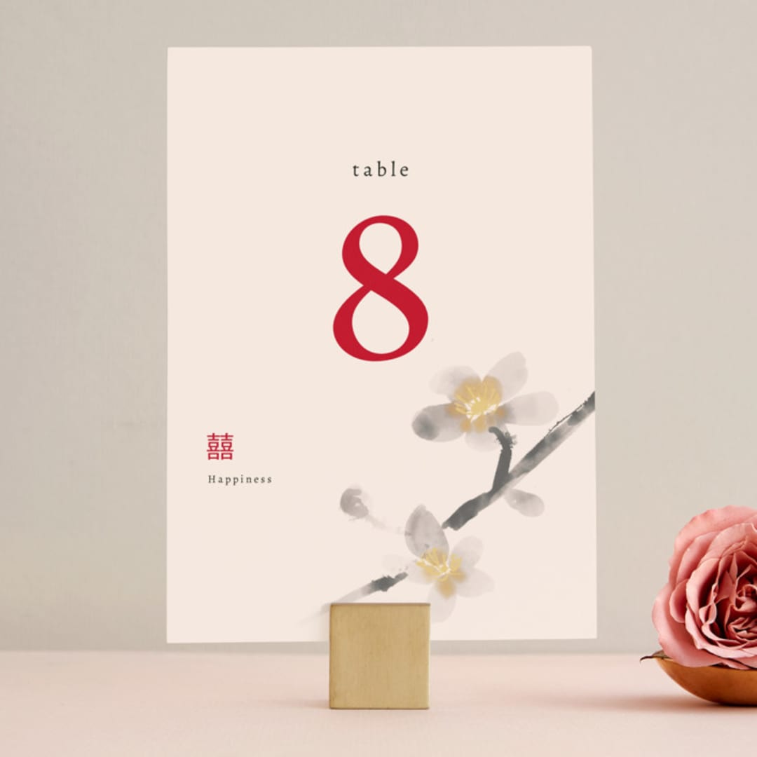 "Ink Blossoms" - Table Numbers in Red Tone by Ani Somi - Front