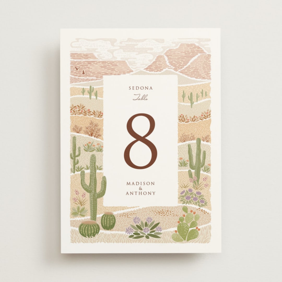 "Westward" - Table Numbers in Red Rock by Paper Sun Studio - Front