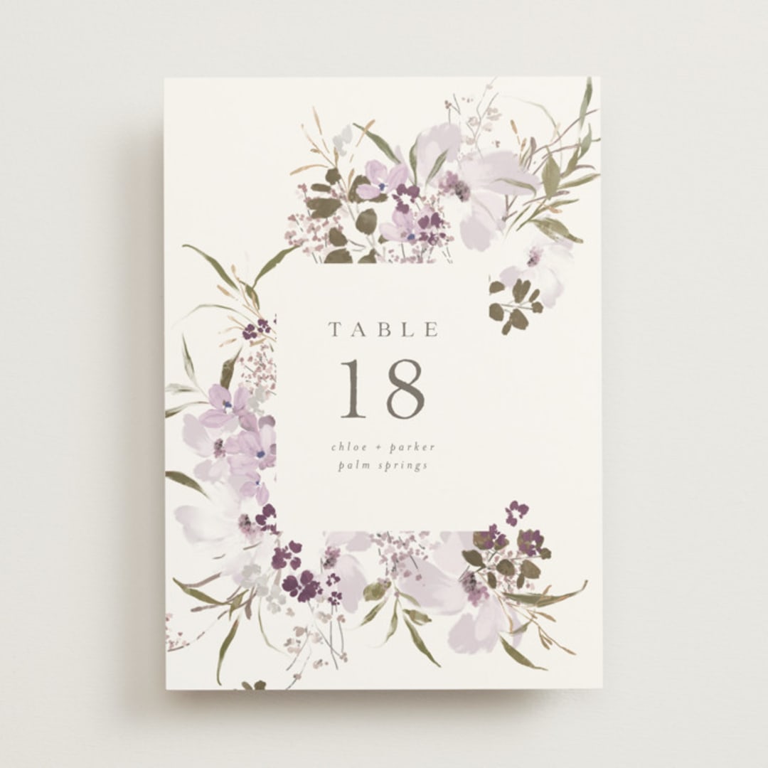"Meadow Burst" - Table Numbers in Lilac by Grace Kreinbrink - Front