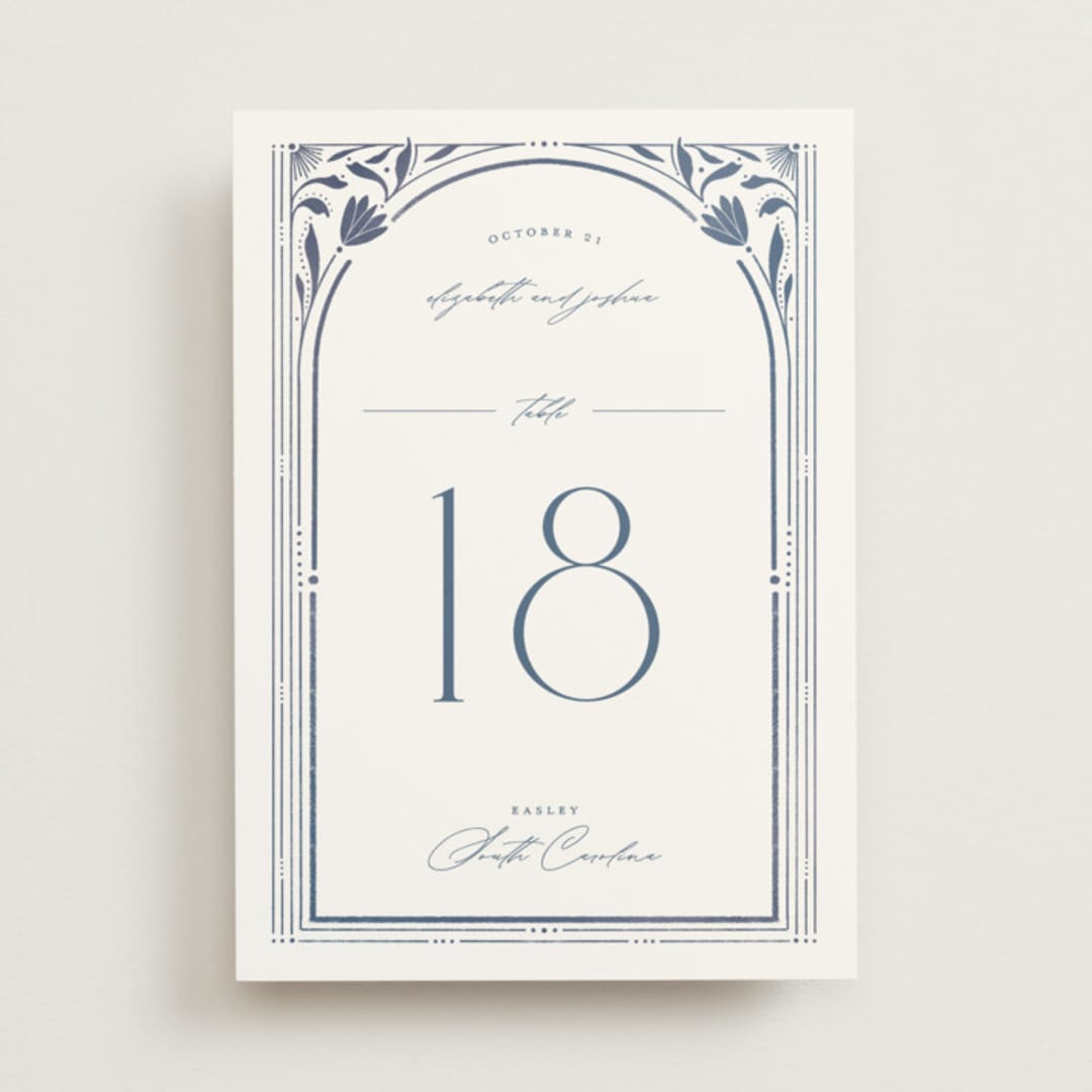"Nouveau Frame" - Table Numbers in Delphinium by Ashley DeMeyere - Front
