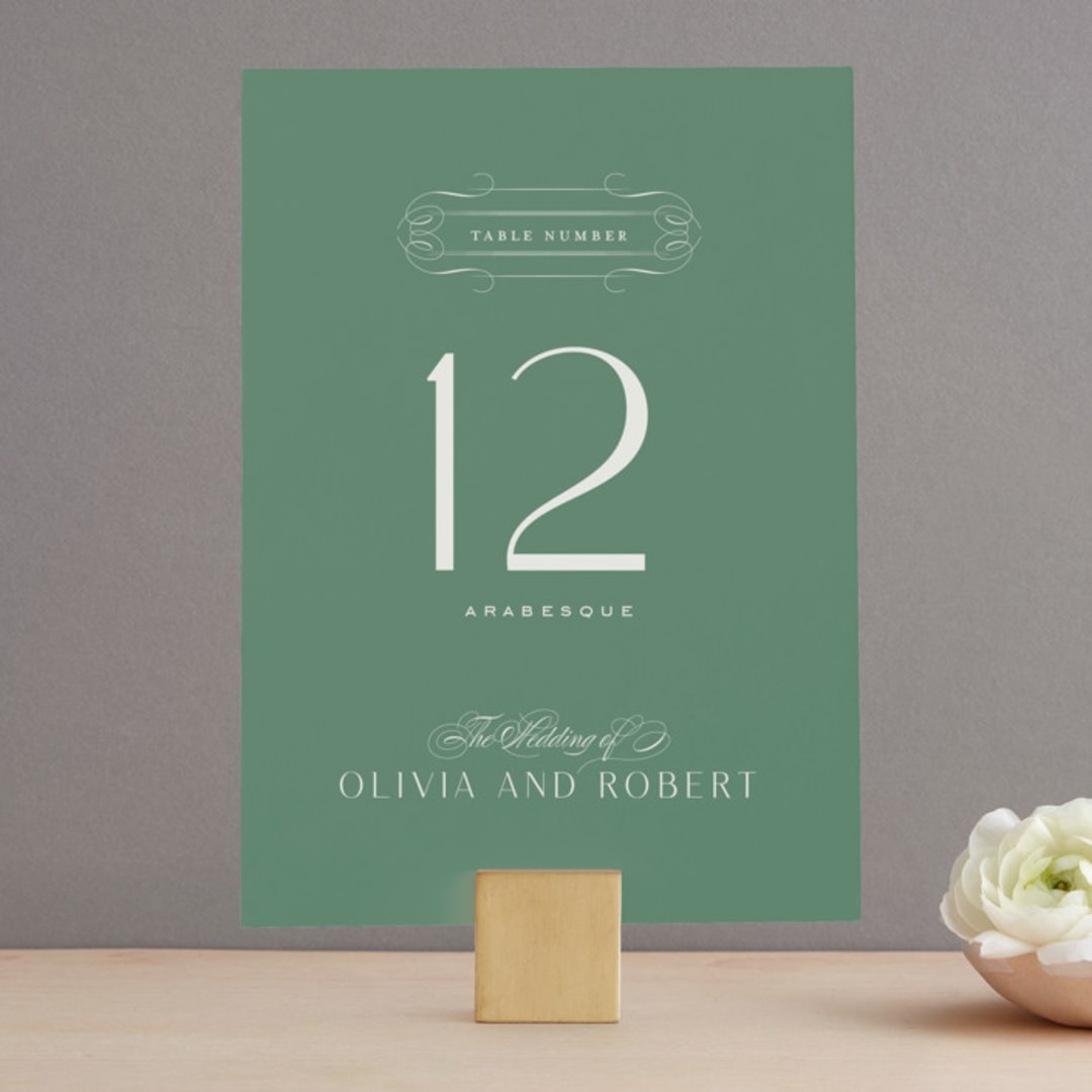 "Chantilly" - Table Numbers in Emerald by Kimberly Morgan - Front