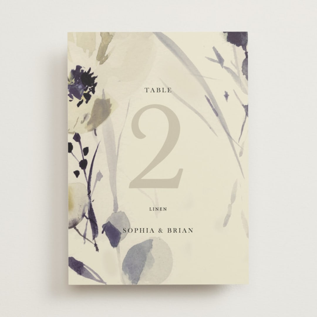 "Linen and Cloth" - Table Numbers in Almond by Peony Rose Design - Front